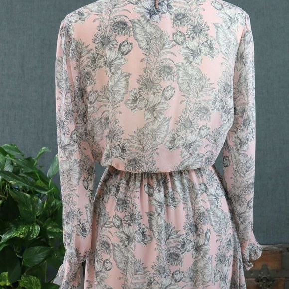 Misa Los Angeles Dress Womens M Smocked Blouson Pink Boho Chic Midi - Picture 8 of 16